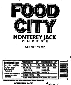 Recall for Food City Cheese
