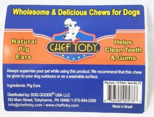 Chef Toby Pig Ear Dog Treat Recall